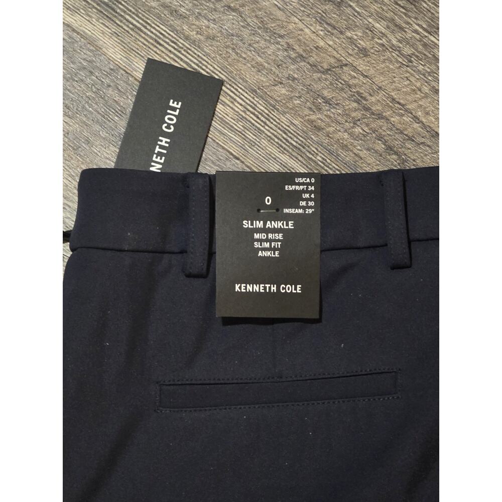 NWT Kenneth Cole Womens Size 0 Dark Navy Mid Rise Slim Ankle Work Pants Trouser - Picture 8 of 8